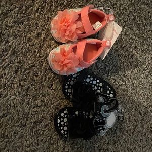 black and pink sandals